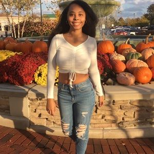 Drawstring Ruched Front Rib-knit Crop Top